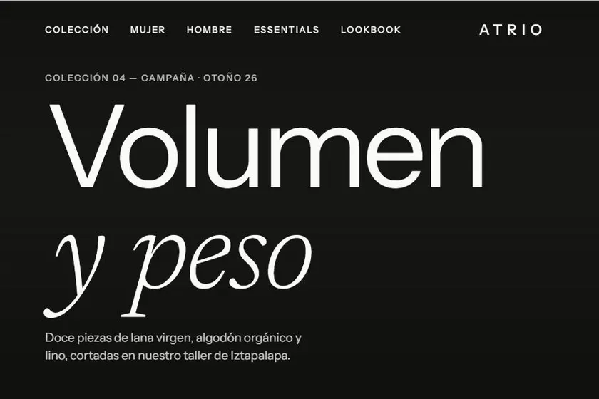 Vista del diseño web de ATRIO