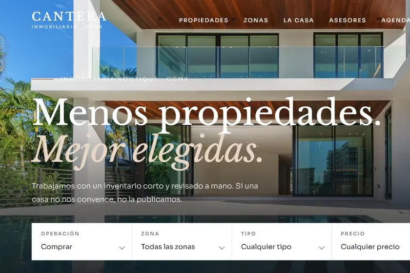 Vista del diseño web de CANTERA