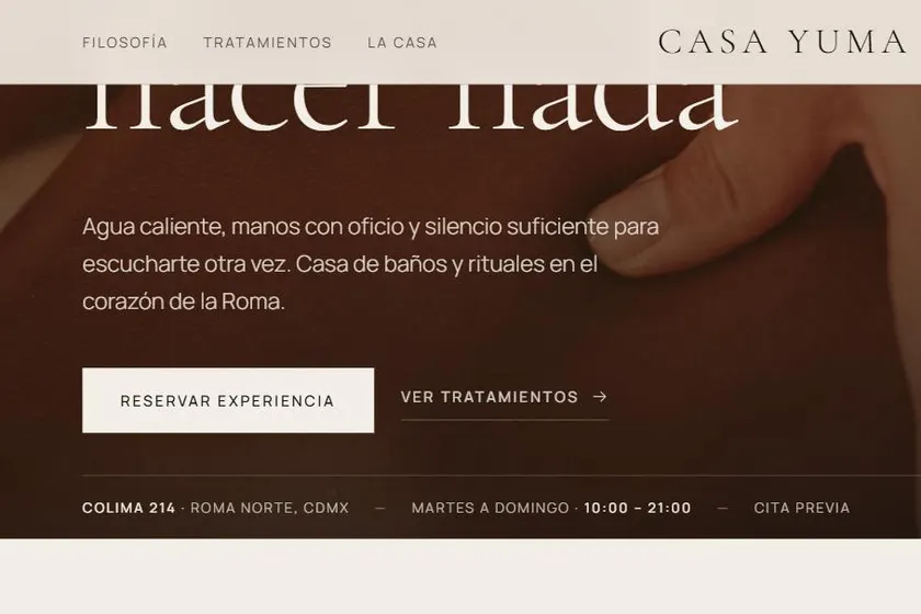 Vista del diseño web de CASA YUMA