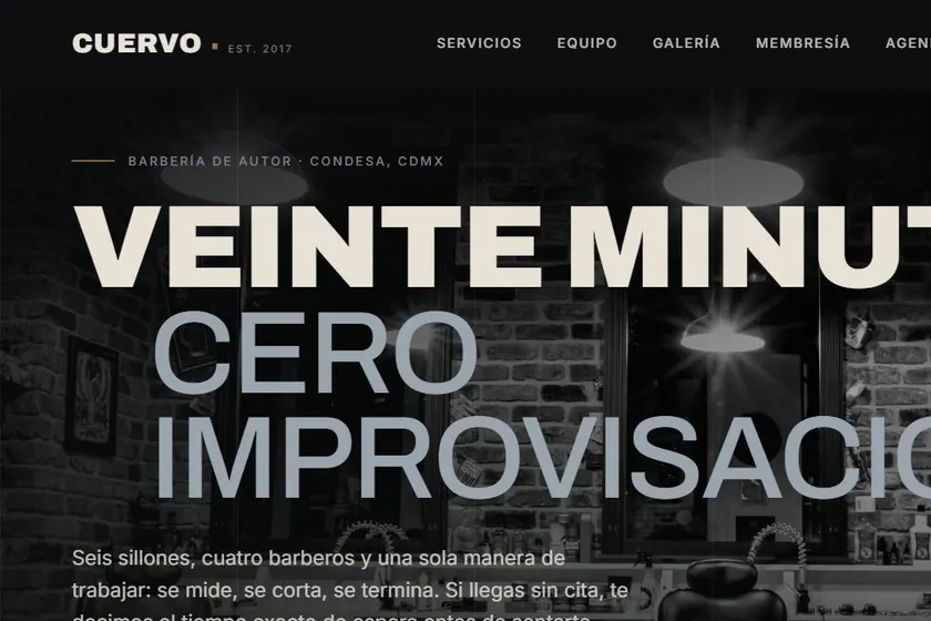 Vista del diseño web de CUERVO